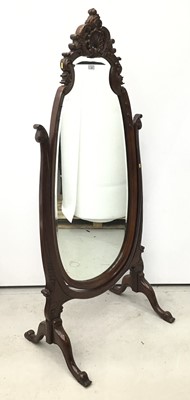 Lot 51 - Victorian-style mahogany cheval mirror