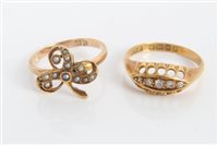Lot 3252 - Gold (18ct) ring with five old cut and single...