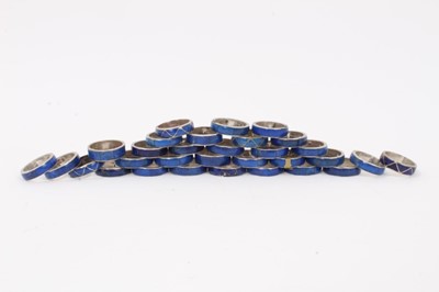 Lot 2 - Collection of 31 silver (925) and lapis lazuli rings, sizes from O to T