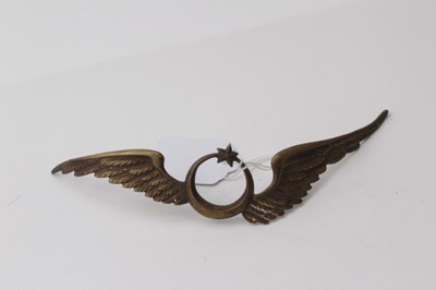 Lot 222 - Large First World War Ottoman Turkish Airforce brass badge, removed from a hat