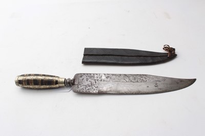 Lot 331 - Fine 19th century Bowie knife with broad clipped blade
