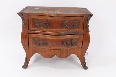 Lot 201 - Louis XV style mahogany inlaid miniature bombe commode