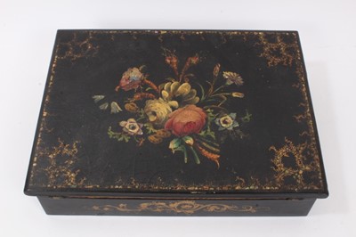 Lot 202 - Victorian black papier mâché writing slope