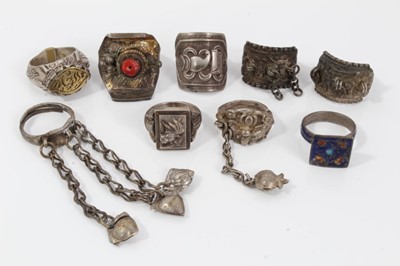 Lot 42 - Nine Eastern silver and white metal rings