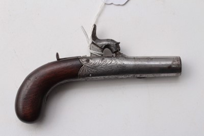 Lot 382 - Mid-19th century Percussion pocket pistol with cylindrical box lock
