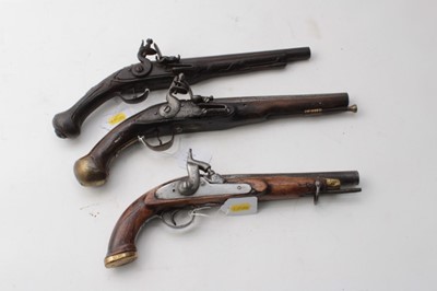 Lot 385 - 19th century Turkish flintlock pistol and two 19th century trade pistols (3)