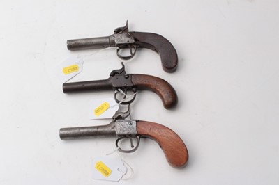 Lot 386 - Three 19th century Percussion box lock pocket pistols