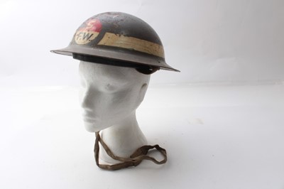 Lot 237 - Second World War British Military MKII Steel Helmet with painted finish and lettering to front- S. F. W.  with chinstrap and liner.