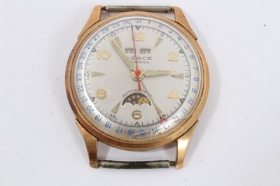 Lot 64 - Vintage Pierce triple calendar moon phase wristwatch