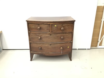 Lot 16 - Small 19th century mahogany bow front chest of two short and two long drawers on splayed bracket feet
