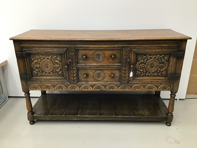 Lot 17 - Good quality 1920s Jacobean revival carved honey oak sideboard