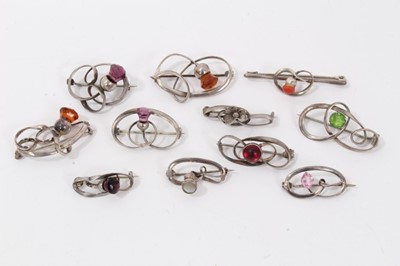 Lot 69 - Collection 10 Charles Horner silver brooches and one other similar brooch (11)