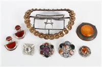 Lot 3339 - Three silver and Scottish hardstone brooches,...