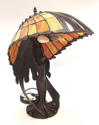 Lot 1977 - Tiffany style stained glass lamp