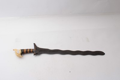 Lot 354 - Fine 19th century Malay Kris with carved ivory and silver hilt