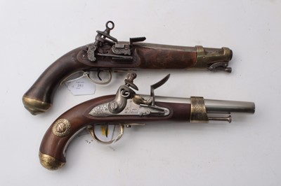 Lot 390 - Two replica Flintlock military pistols