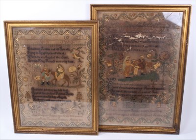 Lot 199 - Rare pair of 1830s needlework samplers