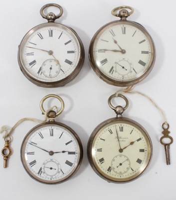 Lot 117 - Four Victorian and later silver cased pocket watches