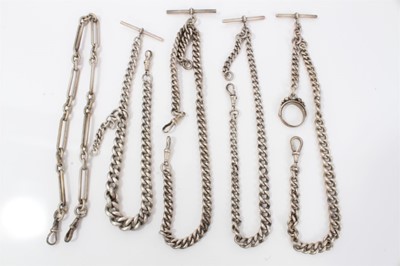 Lot 121 - Five silver watch chains
