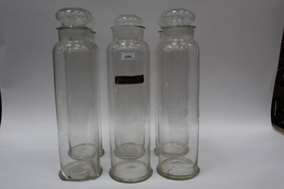 Lot 2350 - Set of six late 19th / early 20th century confectionery jars and covers, two damaged