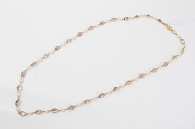 Lot 151 - 18ct gold cultured pearl and amethyst necklace