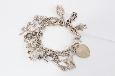 Lot 160 - Silver link charm bracelet