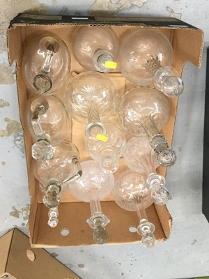 Lot 91 - One box of assorted cut glass decanters and claret jugs (qty)