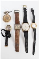 Lot 3344 - Four wristwatches and one fob watch -...