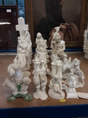Lot 598 - Collection of Parianware, including figures and spill vases