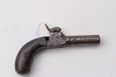 Lot 396 - 19th century percussion box lock pocket pistol with concealed trigger