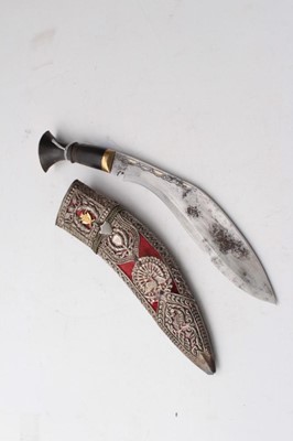 Lot 366 - Gurkha Kukri with ornate white metal mounts