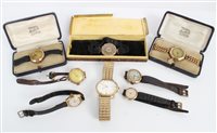 Lot 3347 - Eight vintage 9ct gold wristwatches -...