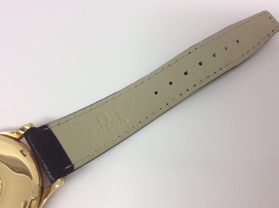 Lot 407 - 1960s gentlemens Omega 18ct gold Constellation wristwatch on omega black leather strap