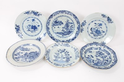 Lot 24 - Six 18th century Chinese blue and white porcelain dishes