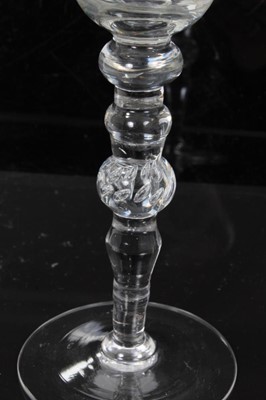 Lot 40 - Georgian 'Newcastle' light baluster armorial wine glass