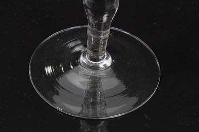 Lot 40 - Georgian 'Newcastle' light baluster armorial wine glass