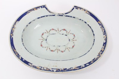Lot 47 - Antique 18th century Chinese famille rose porcelain barber's bowl, 31.5cm width