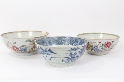 Lot 48 - Three large 18th century Chinese export porcelain bowls
