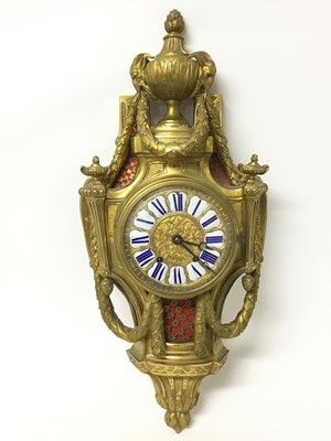 Lot 529 - Good quality 19th century French Louis XVI revival ormolu cartel clock with rams head, urn and acanthus swag decoration, ornate dial with porcelain numerals , French movement with outside count whe...