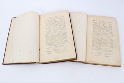 Lot 1708 - Two volumes - The History of the Travels and Adventures of the chevalier John Taylor, printed for J. Williams, 1761, vols 1 & 2 only  (of 3)