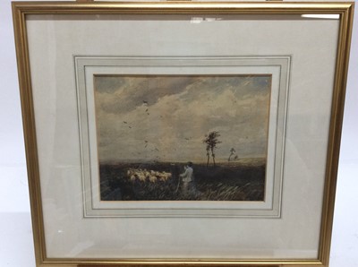 Lot 167 - Follower of David Cox watercolour- Moorland Scene