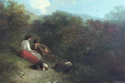Lot 524 - Edward Robert Smythe (1810-1899) oil on canvas - The Picnic, signed, in gilt frame, 32cm x 47cm 
Provenance: Estate of the Late Jane Sumner