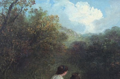 Lot 524 - Edward Robert Smythe (1810-1899) oil on canvas - The Picnic, signed, in gilt frame, 32cm x 47cm 
Provenance: Estate of the Late Jane Sumner