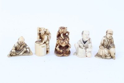 Lot 235 - Group of five carved ivory netsuke