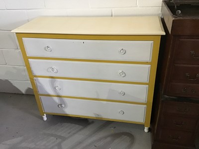 Lot 73 - Painted chest of four long drawers on turned legs
