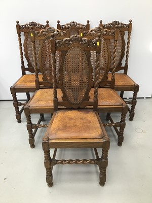 Lot 137 - Long set of twelve Carolean style caned dining chairs