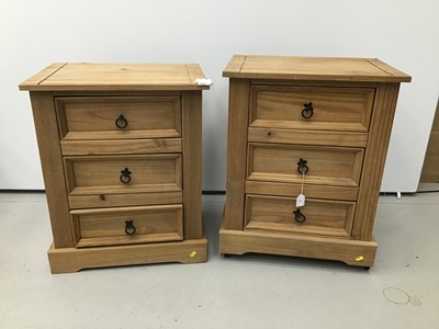 Lot 77 - Pair of pine bedside chests