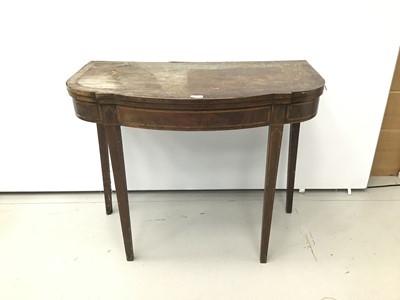 Lot 82 - Unusual George III mahogany and boxwood crossbanded card table