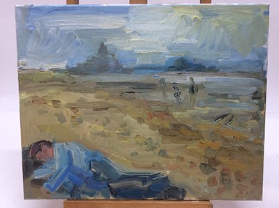 Lot 252 - Annelise Firth (b.1961) oil on canvas - St. Michael’s Mount Bay, signed and dated verso, 40.5cm x 51cm