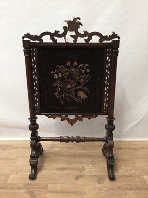 Lot 133 - Victorian rosewood and upholstered firesreen